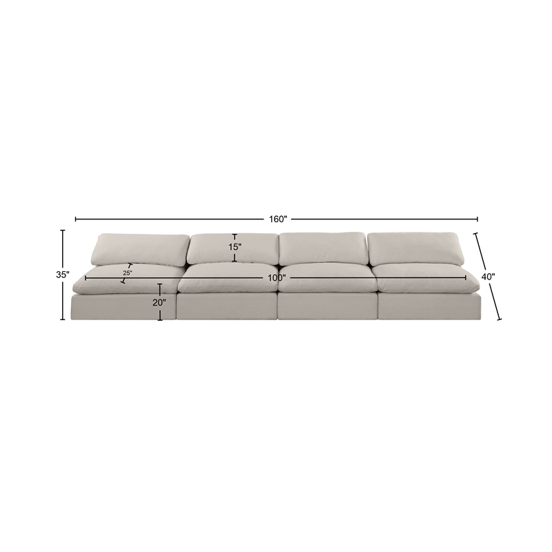 Bowery Hill Upholstered Beige Linen Textured Fabric 4-Piece Modular Sofa