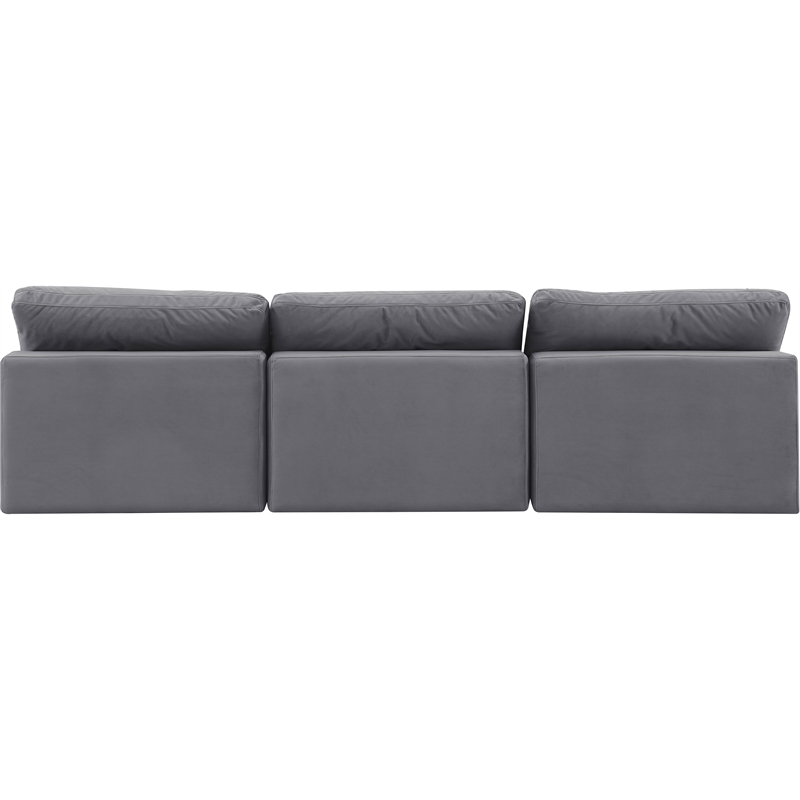 Bowery Hill Contemporary Soft Grey Velvet 3-Piece Modular Sofa