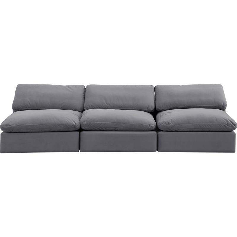 Bowery Hill Contemporary Soft Grey Velvet 3-Piece Modular Sofa