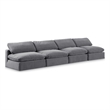 Bowery Hill Contemporary Soft Grey Velvet 4-Piece Modular Sofa