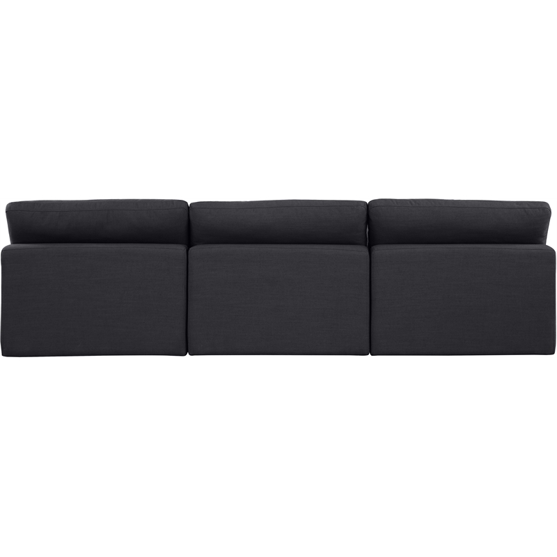Bowery Hill Upholstered Black Linen Textured Fabric 3-Piece Modular Sofa