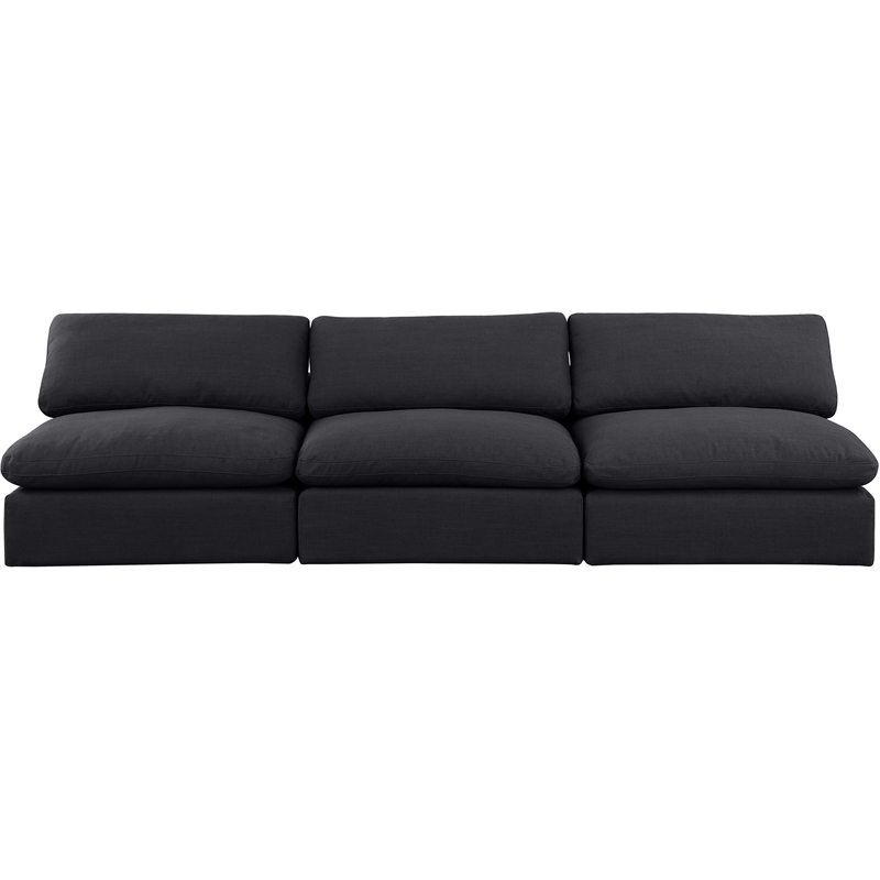 Bowery Hill Upholstered Black Linen Textured Fabric 3-Piece Modular Sofa