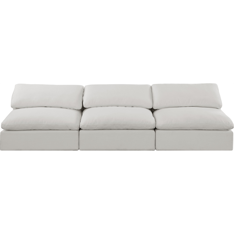 Bowery Hill Upholstered Cream Linen Textured Fabric 3-Piece Modular Sofa