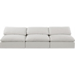Bowery Hill Upholstered Cream Linen Textured Fabric 3-Piece Modular Sofa