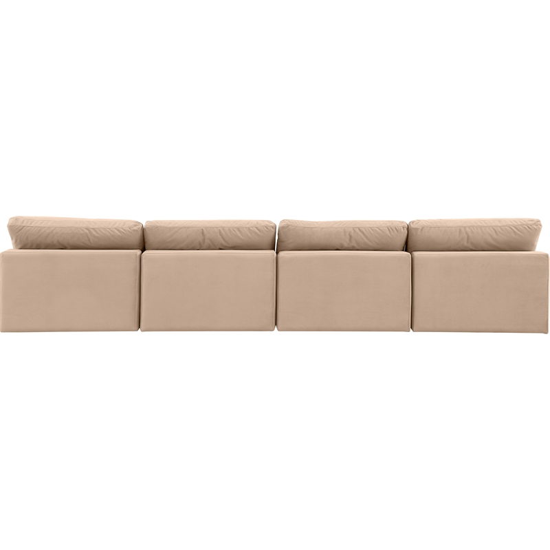 Bowery Hill Contemporary Soft Beige Velvet 4-Piece Modular Sofa
