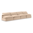 Bowery Hill Contemporary Soft Beige Velvet 4-Piece Modular Sofa
