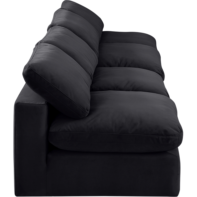 Bowery Hill Contemporary Soft Black Velvet 4-Piece Modular Sofa