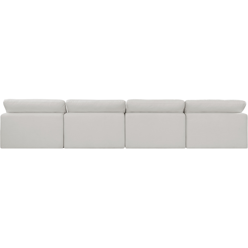 Bowery Hill Upholstered Cream Linen Textured Fabric 4-Piece Modular Sofa