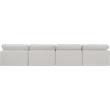 Bowery Hill Upholstered Cream Linen Textured Fabric 4-Piece Modular Sofa