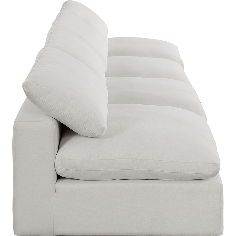 Bowery Hill Upholstered Cream Linen Textured Fabric 4-Piece Modular Sofa