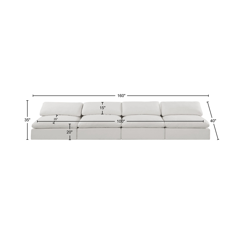 Bowery Hill Upholstered Cream Linen Textured Fabric 4-Piece Modular Sofa
