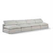 Bowery Hill Upholstered Cream Linen Textured Fabric 4-Piece Modular Sofa