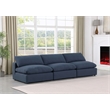 Bowery Hill Upholstered Navy Linen Textured Fabric 3-Piece Modular Sofa