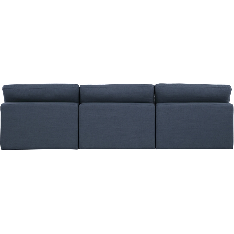 Bowery Hill Upholstered Navy Linen Textured Fabric 3-Piece Modular Sofa