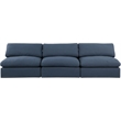 Bowery Hill Upholstered Navy Linen Textured Fabric 3-Piece Modular Sofa