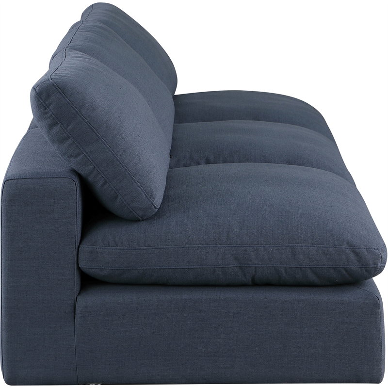 Bowery Hill Upholstered Navy Linen Textured Fabric 3-Piece Modular Sofa