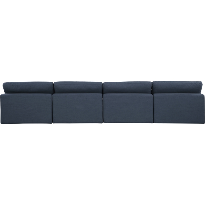 Bowery Hill Upholstered Navy Linen Textured Fabric 4-Piece Modular Sofa