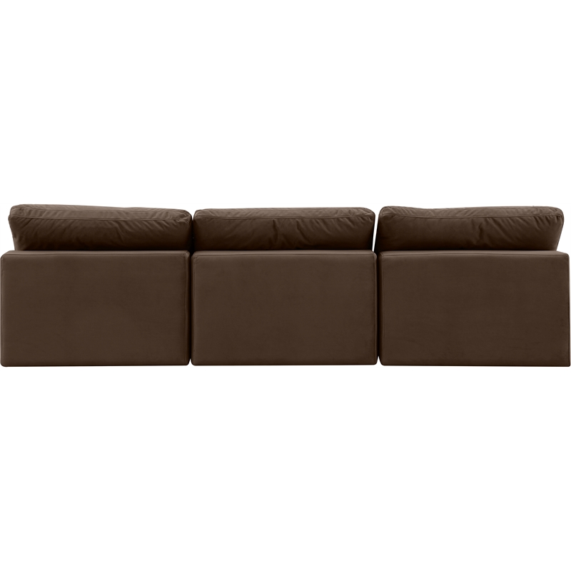 Bowery Hill Contemporary Soft Brown Velvet 3-Piece Modular Sofa