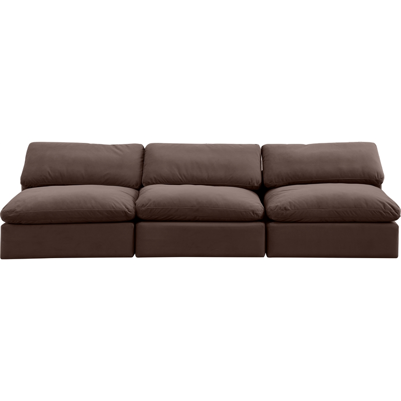 Bowery Hill Contemporary Soft Brown Velvet 3-Piece Modular Sofa