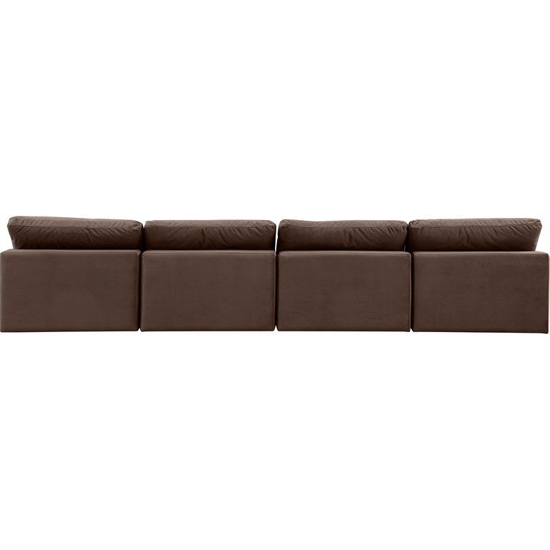 Bowery Hill Contemporary Soft Brown Velvet 4-Piece Modular Sofa