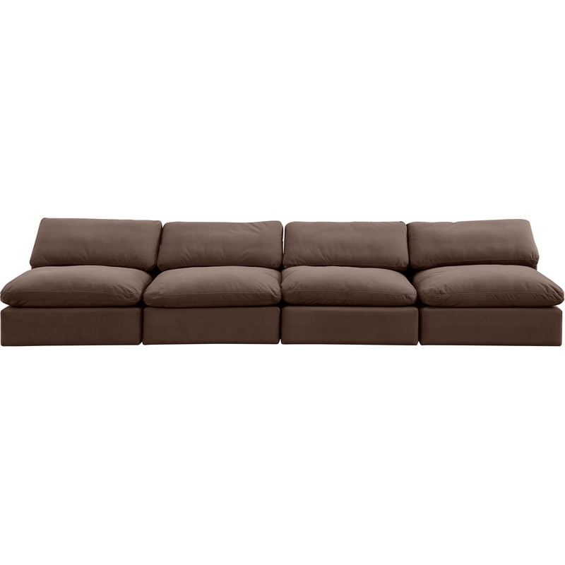 Bowery Hill Contemporary Soft Brown Velvet 4-Piece Modular Sofa