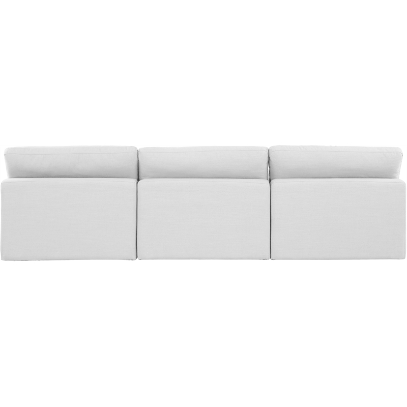 Bowery Hill Upholstered White Linen Textured Fabric 3-Piece Modular Sofa