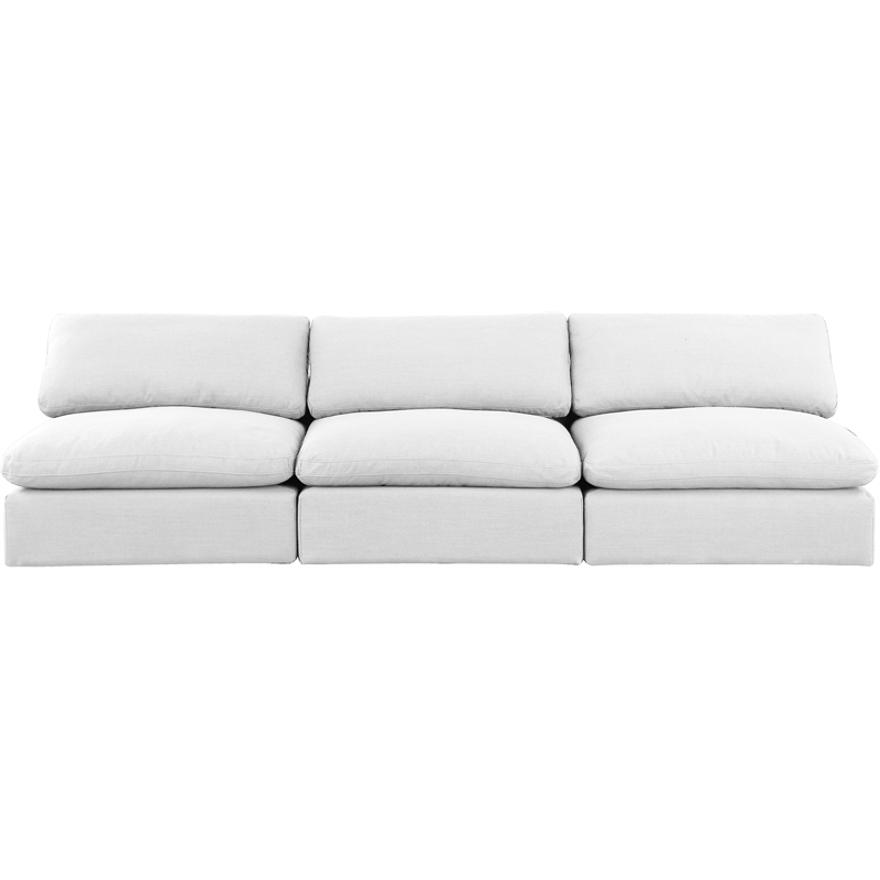 Bowery Hill Upholstered White Linen Textured Fabric 3-Piece Modular Sofa