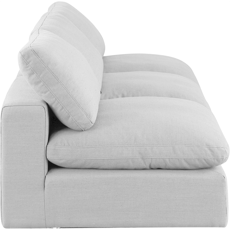 Bowery Hill Upholstered White Linen Textured Fabric 3-Piece Modular Sofa