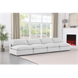 Bowery Hill Upholstered White Linen Textured Fabric 4-Piece Modular Sofa