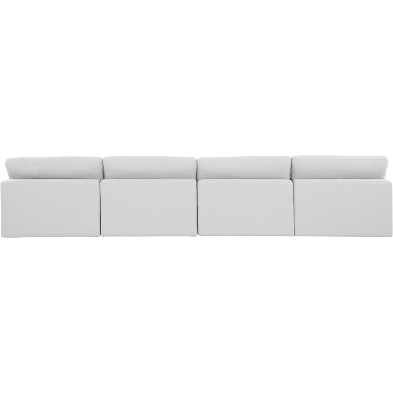 Bowery Hill Upholstered White Linen Textured Fabric 4-Piece Modular Sofa