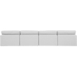 Bowery Hill Upholstered White Linen Textured Fabric 4-Piece Modular Sofa
