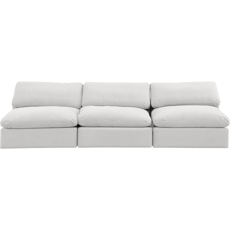 Bowery Hill Contemporary Soft Cream Velvet 3-Piece Modular Sofa