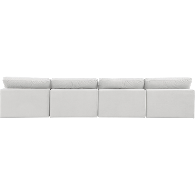 Bowery Hill Contemporary Soft Cream Velvet 4-Piece Modular Sofa