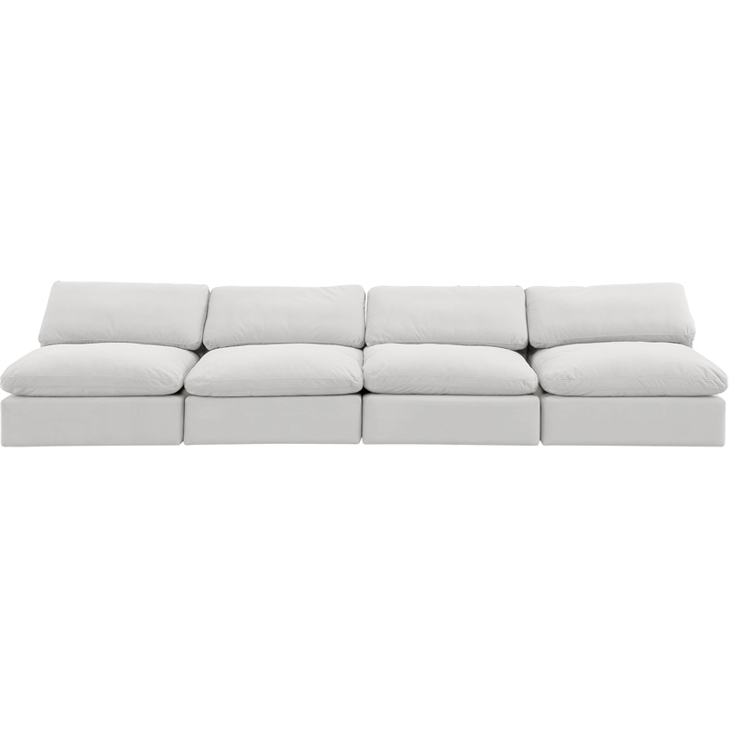 Bowery Hill Contemporary Soft Cream Velvet 4-Piece Modular Sofa