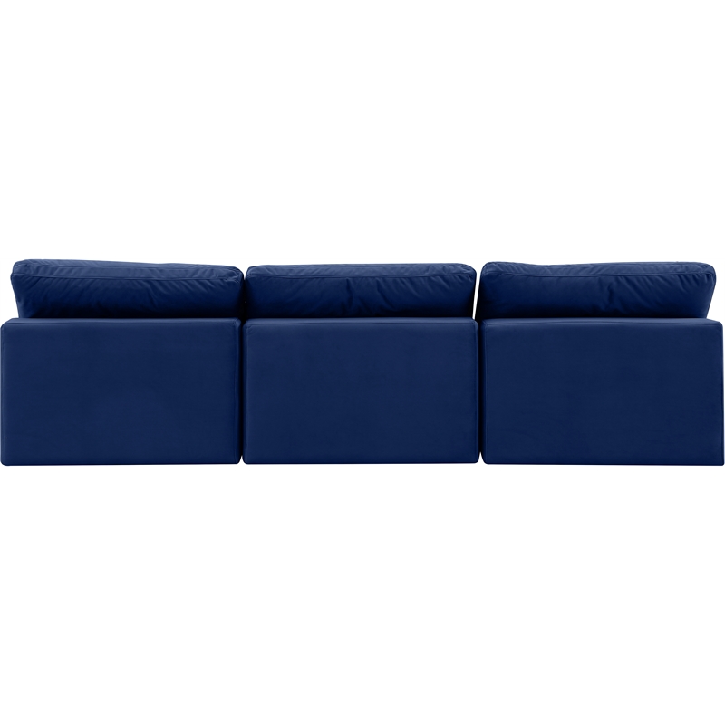 Bowery Hill Contemporary Soft Navy Velvet 3-Piece Modular Sofa