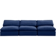 Bowery Hill Contemporary Soft Navy Velvet 3-Piece Modular Sofa