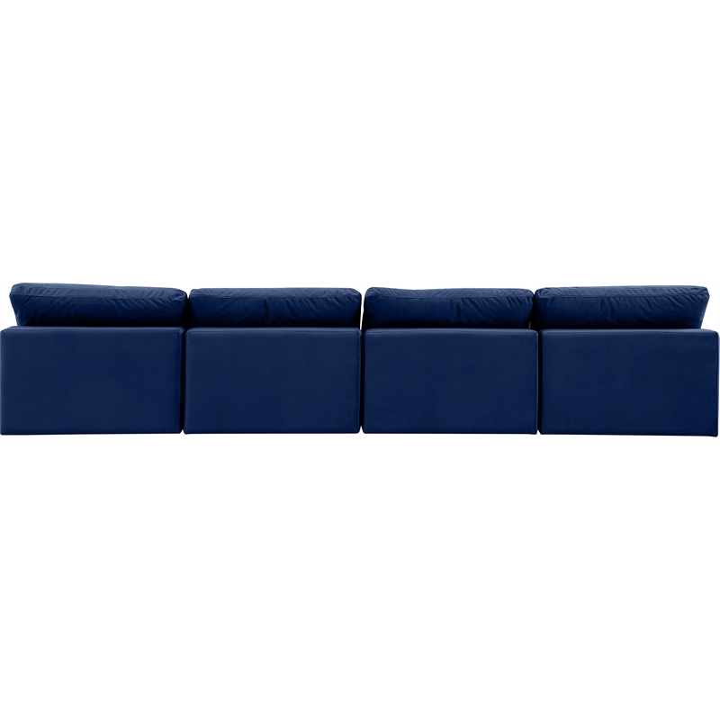 Bowery Hill Contemporary Soft Navy Velvet 4-Piece Modular Sofa