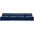 Bowery Hill Contemporary Soft Navy Velvet 4-Piece Modular Sofa