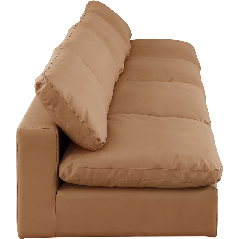 Bowery Hill Contemporary Cognac Vegan Leather 4-Piece Modular Sofa