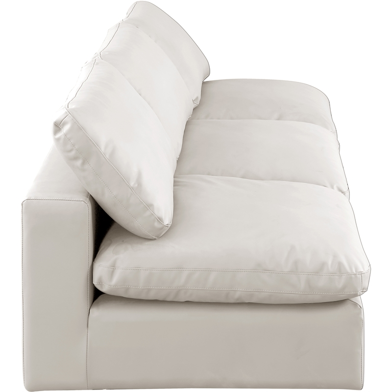 Bowery Hill Contemporary Cream Vegan Leather 3-Piece Modular Sofa
