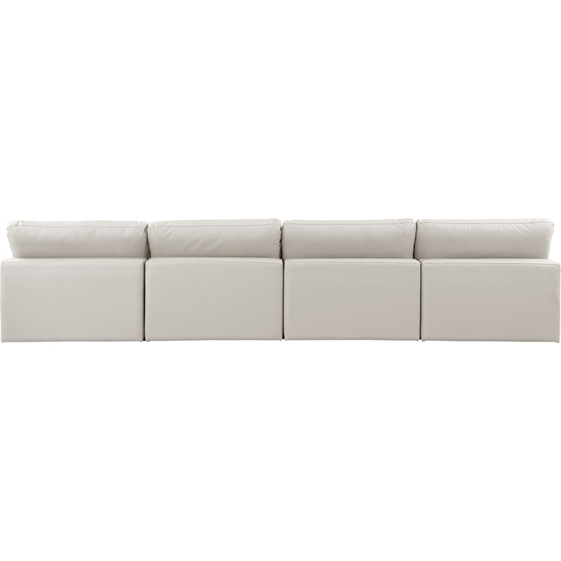 Bowery Hill Contemporary Cream Vegan Leather 4-Piece Modular Sofa