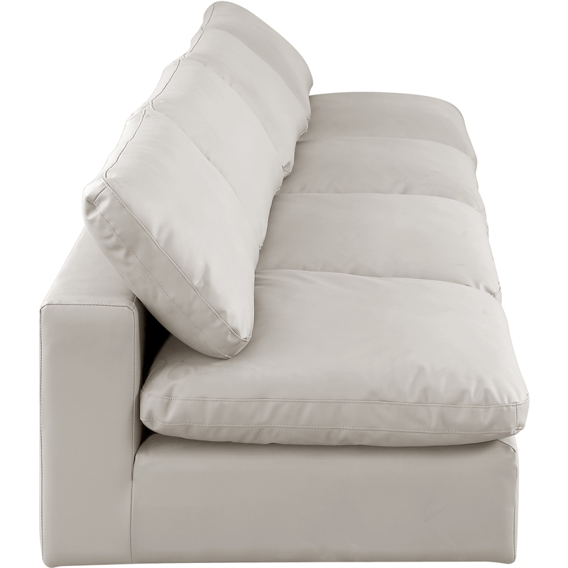 Bowery Hill Contemporary Cream Vegan Leather 4-Piece Modular Sofa