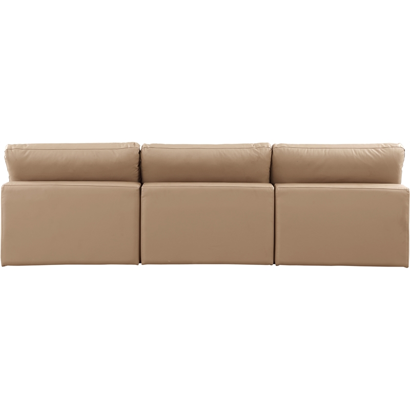Bowery Hill Contemporary Tan Vegan Leather 3-Piece Modular Sofa
