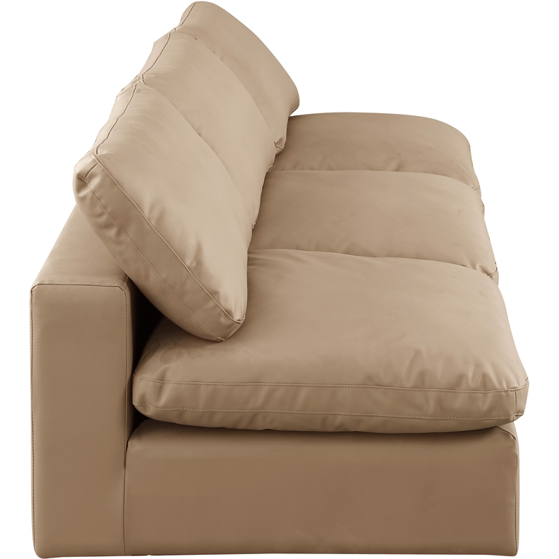 Bowery Hill Contemporary Tan Vegan Leather 3-Piece Modular Sofa