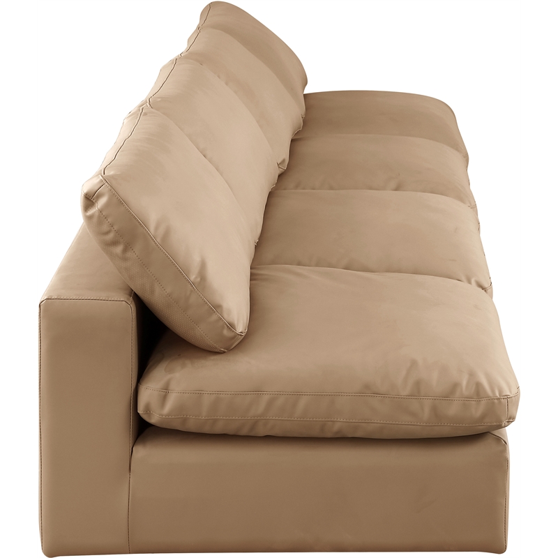 Bowery Hill Contemporary Tan Vegan Leather 4-Piece Modular Sofa