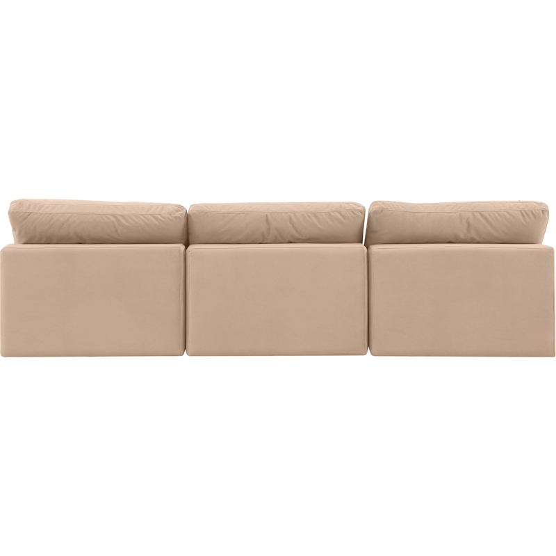 Bowery Hill Contemporary Soft Beige Velvet 3-Piece Modular Sofa