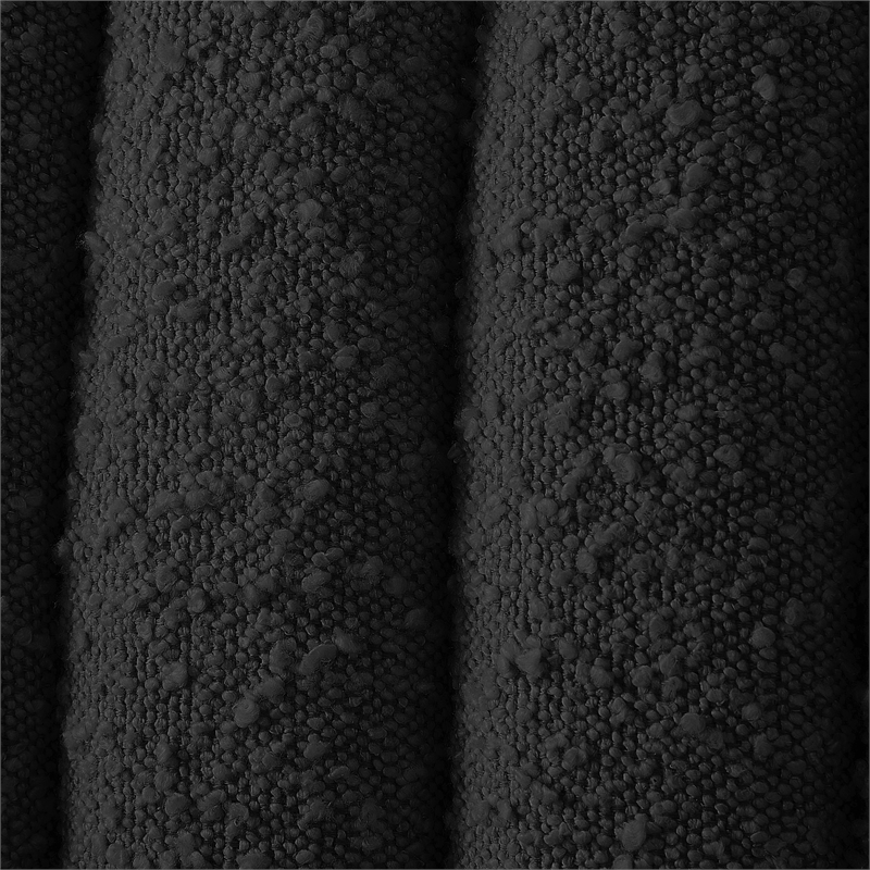 Bowery Hill Contemporary Deep Channel Tufted Rich Black Boucle Fabric King Bed