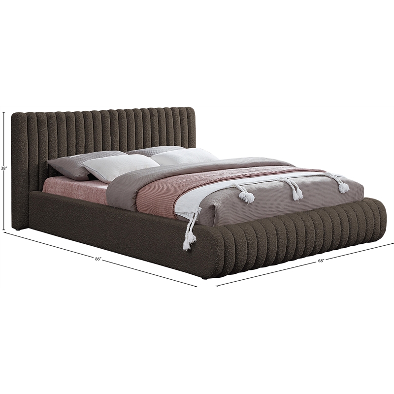 Bowery Hill Contemporary Deep Channel Tufted Rich Brown Boucle Fabric Full Bed