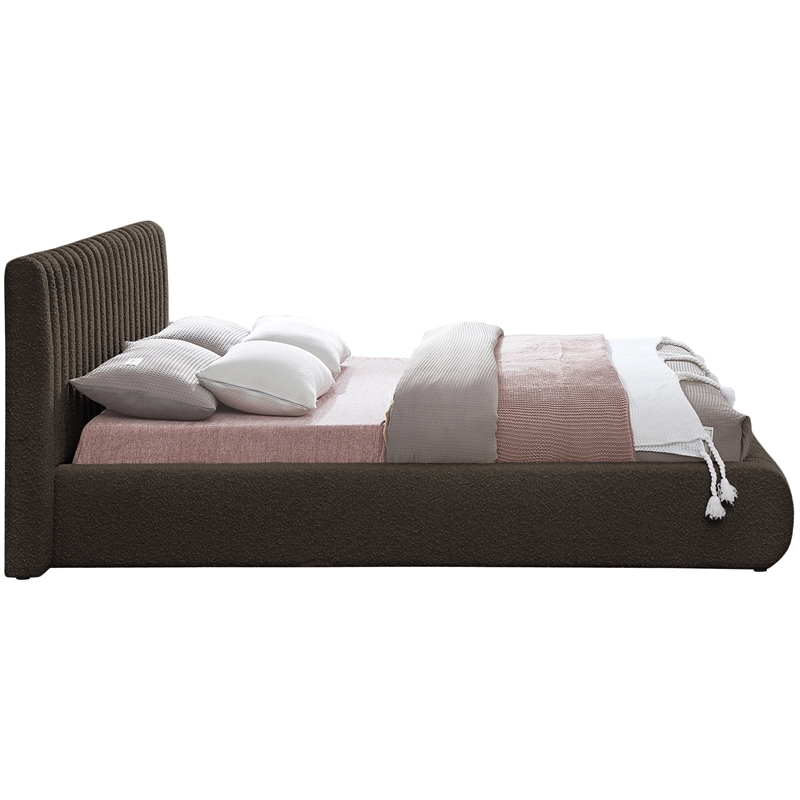 Bowery Hill Contemporary Deep Channel Tufted Rich Brown Boucle Fabric Full Bed