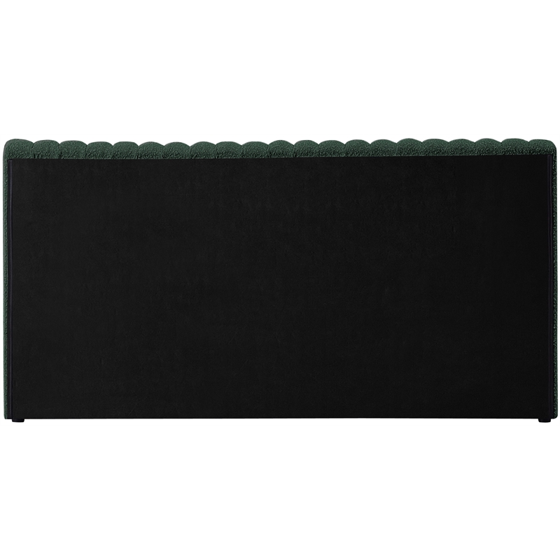 Bowery Hill Contemporary Deep Channel Tufted Rich Green Boucle Fabric Full Bed